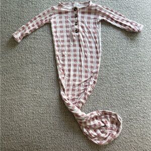 Lou Lou Newborn Pink and White Checkered knitted gown